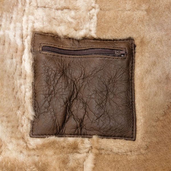 Brown Sheepskin Duffle Coat with Shearling Fur pocket