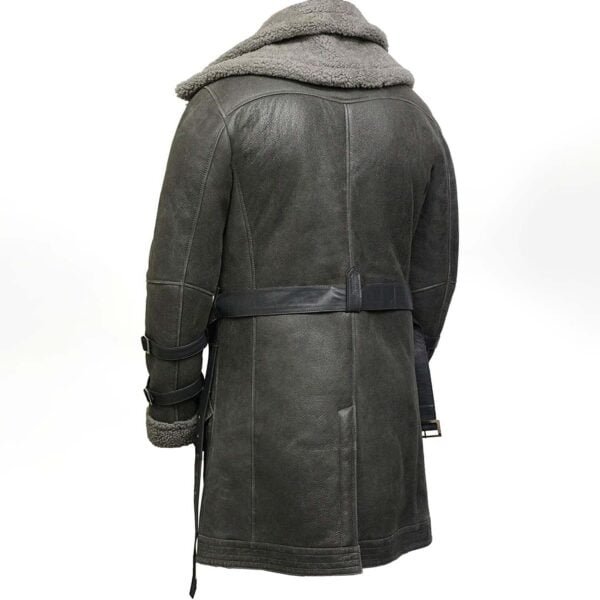 RAF Grey Bomber Sheepskin Winter Coat from back