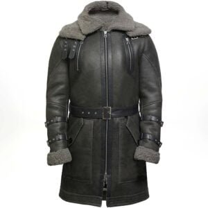 RAF Grey Bomber Sheepskin Winter Coat from front